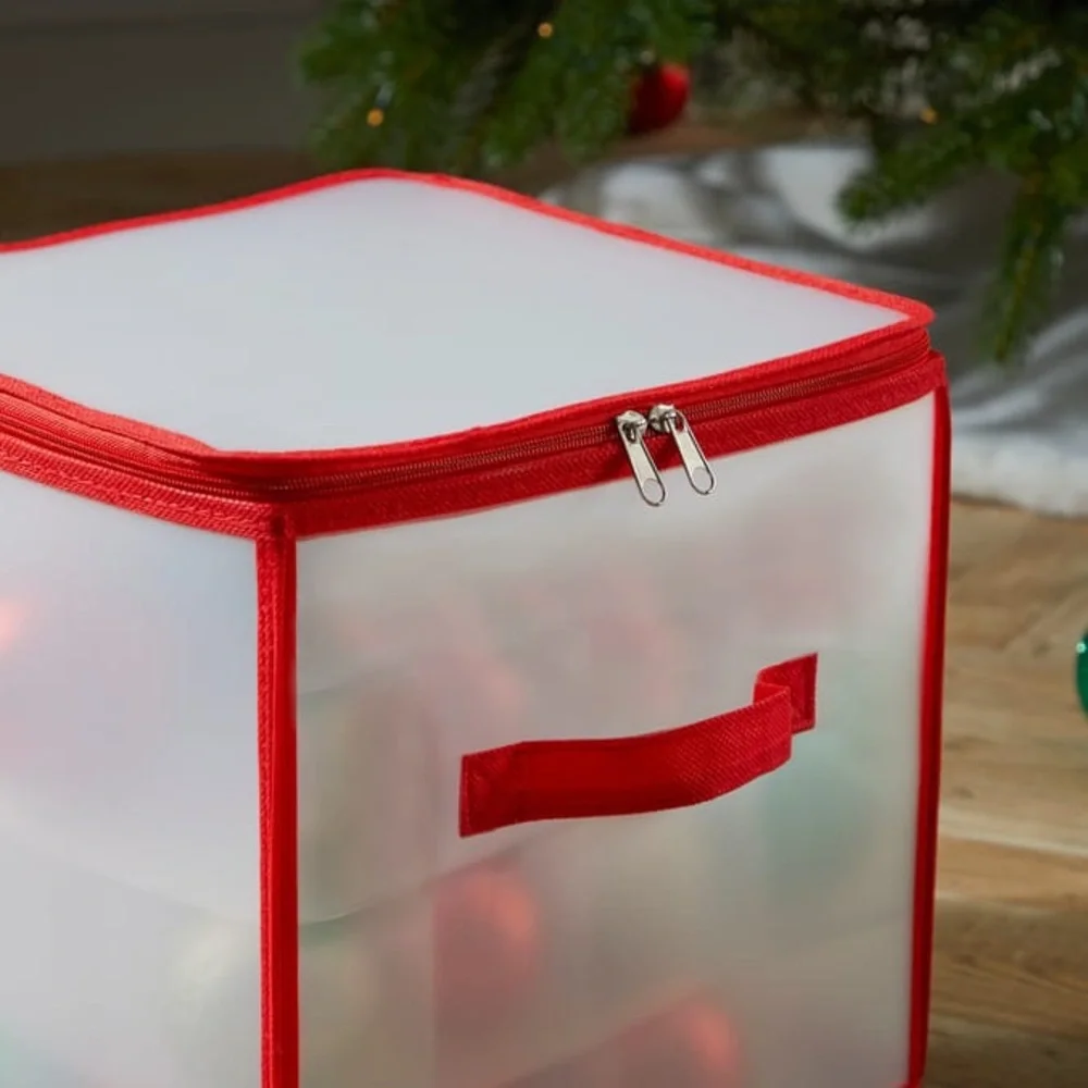 30” Christmas Tree Ornament Storage Box Organizer w Cardboard Inserts for Balls